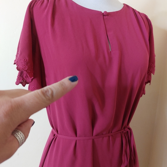 LOFT Magenta Pink Butterfly Sleeve Flowy Casual Event Cocktail Dress Work Wear - Picture 7 of 12